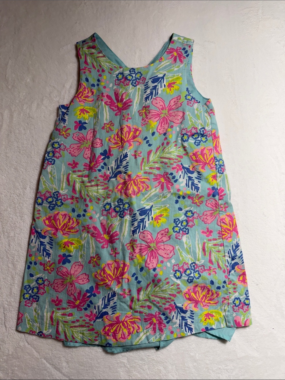 Tommy Bahama Kids Tropical Floral Dress in Aqua, Pink and Yellow